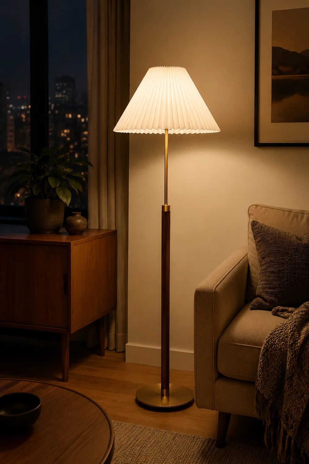 Sumait Modern LED Stehlampe Weiß Ess/Wohnzimmer Stoff&Metal - Lumpaz