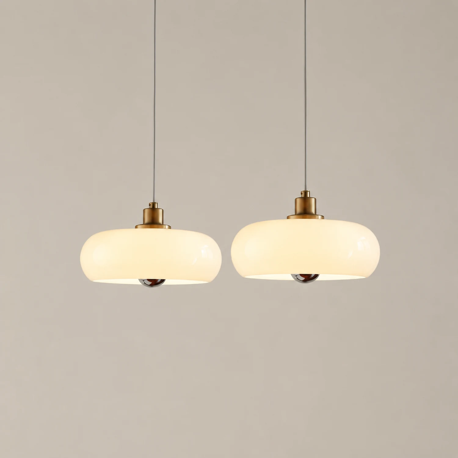 Vintage Bauhaus Round Glass Pendant Light - Lumpaz