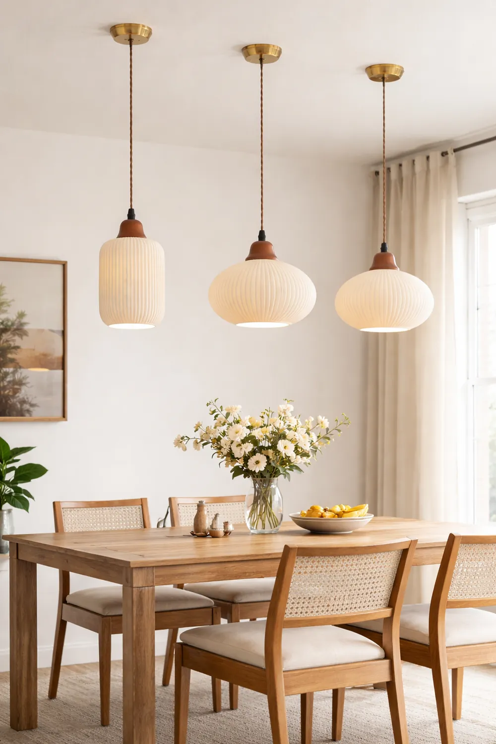 Vintage Nordic Ceramic White Pendant Light For Dining Room - Lumpaz