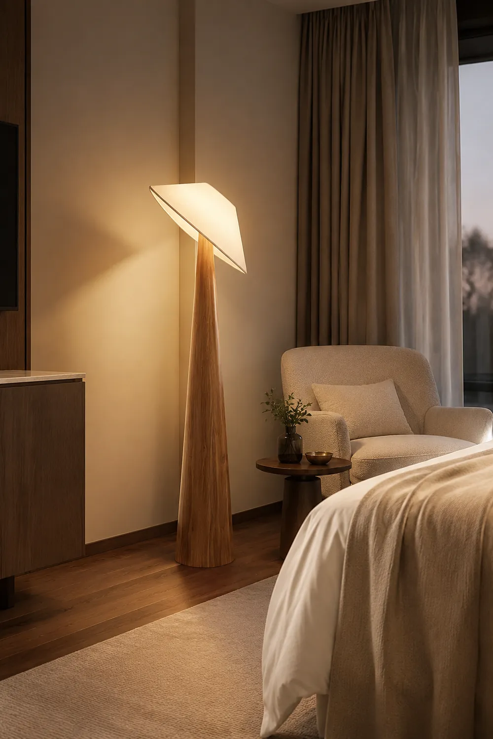 Tilt Hat Wooden Floor Lamp - Lumpaz