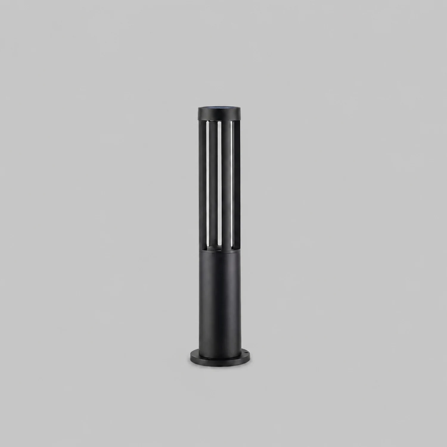 Black Cylindrical Garden Outdoor Light with Solar Panel - Lumpaz