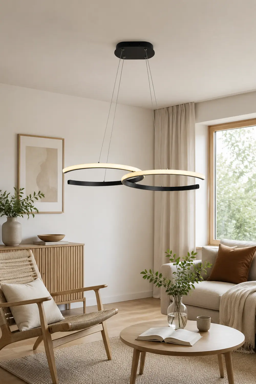 Nordlux LED Pendelleuchte Dimmbar Schwarz/Gold Doppel-C Wohnzimmer - Lumpaz