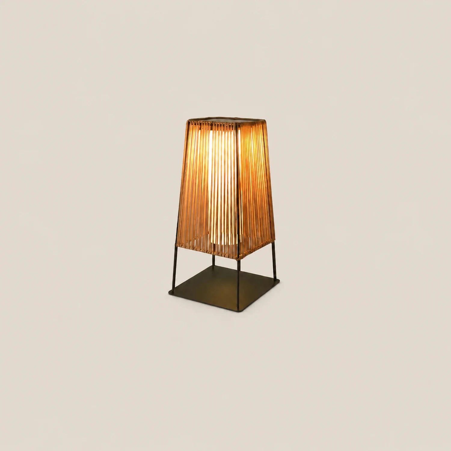 Plastic Rattan Outdoor Post Light with Solar Panel - Lumpaz