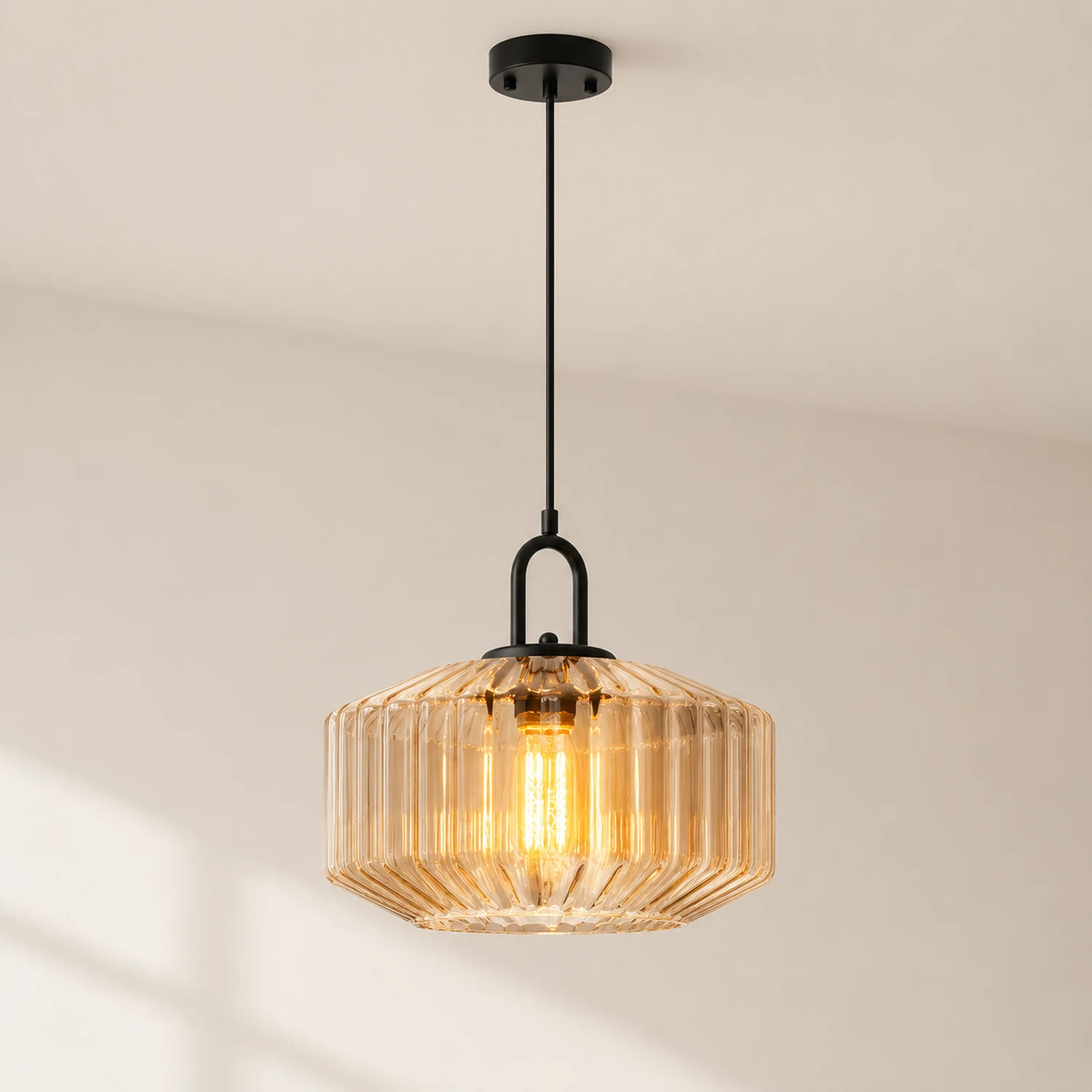 Mid Century Striped Glass Pendant Light - Lumpaz