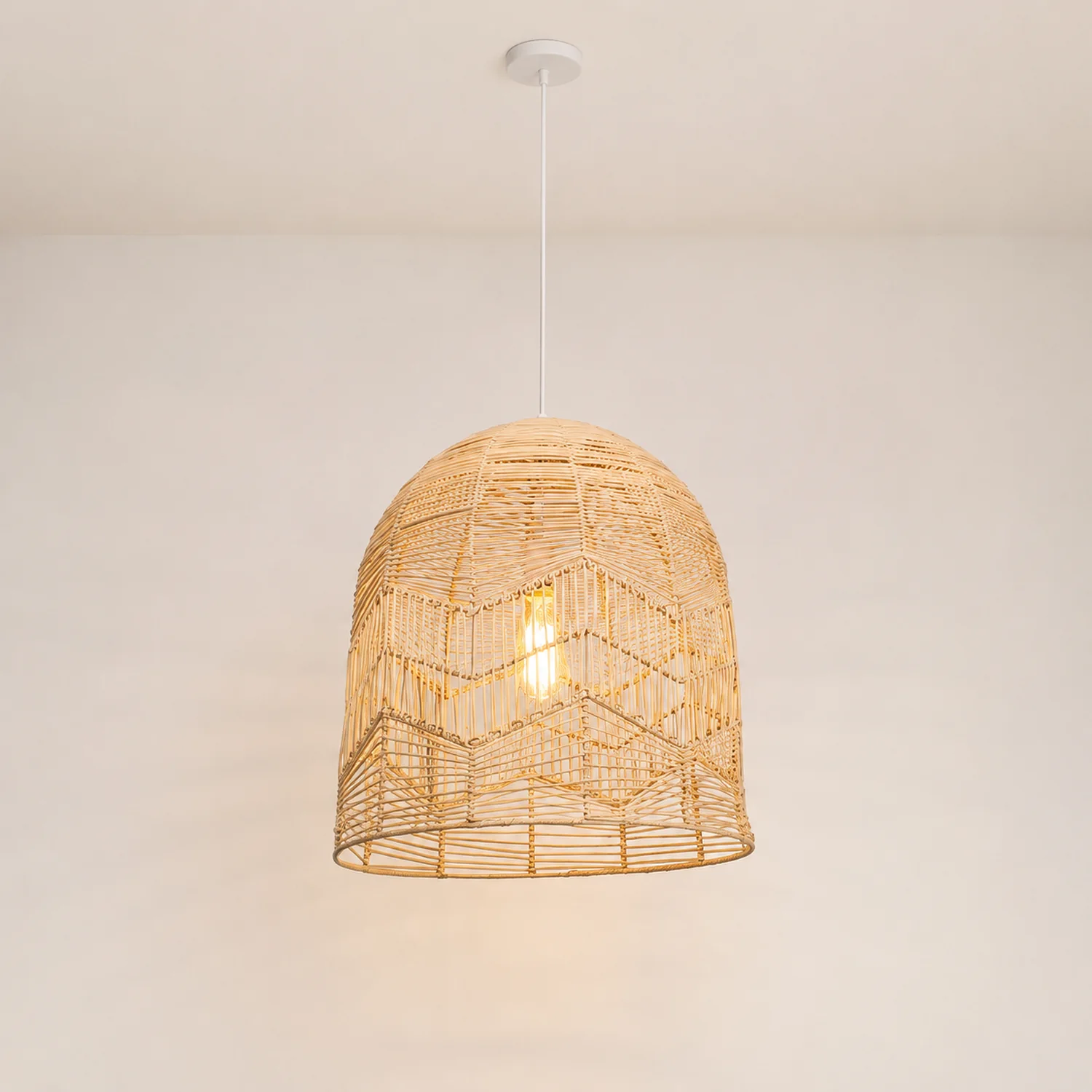 Vintage Handmade Basket Rattan Round Shades Pendant Light - Lumpaz