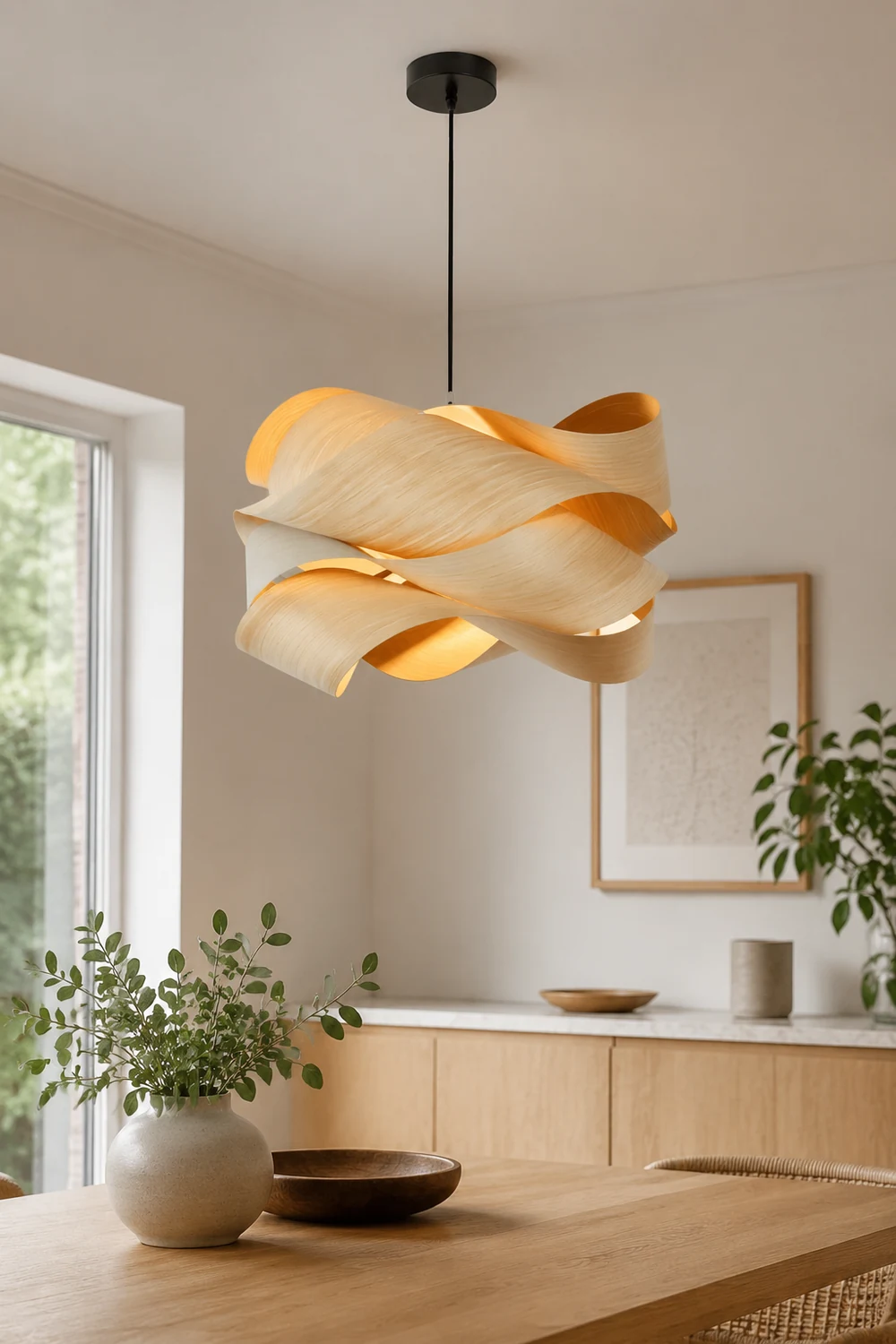 Modern Irregular Wood Pendant Light For Kitchen - Lumpaz