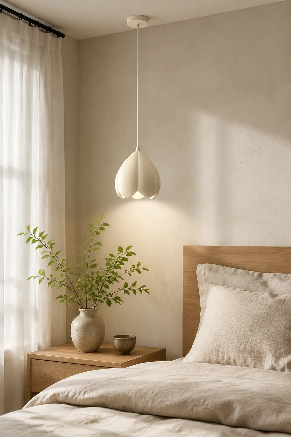 French Style Creamy Hanging Lamp Rustic Nature-Inspired Design Pendant Light - Lumpaz