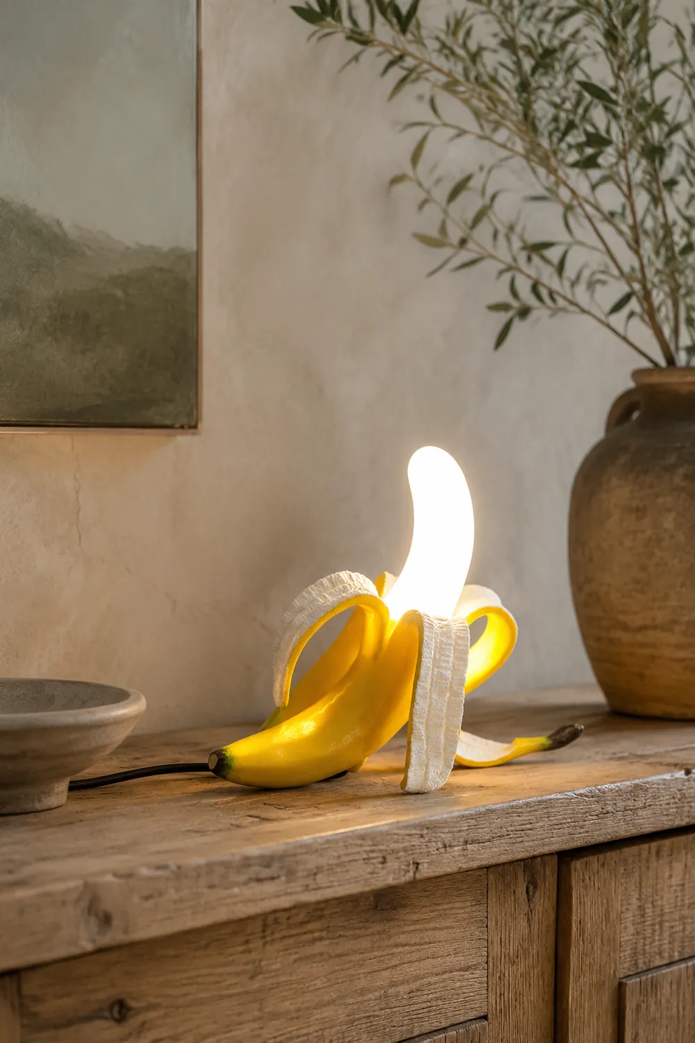 Celesta Creative Banana Resin/Glass Table Lamp, Yellow/Gold - Lumpaz