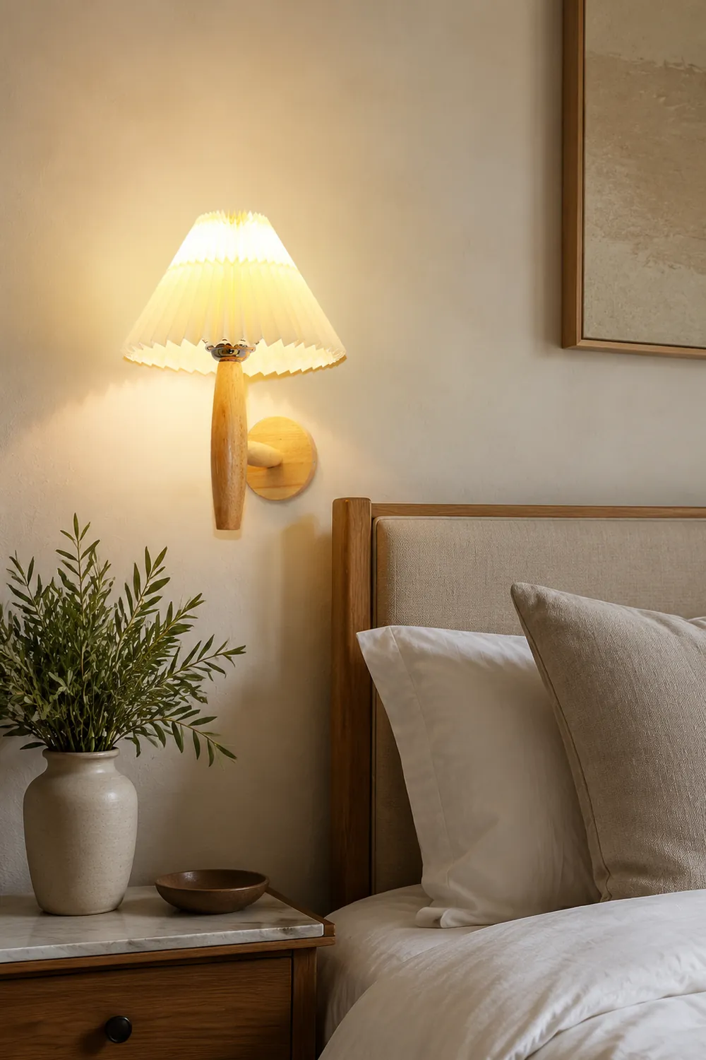 Oak Pleated Wall Light - Lumpaz