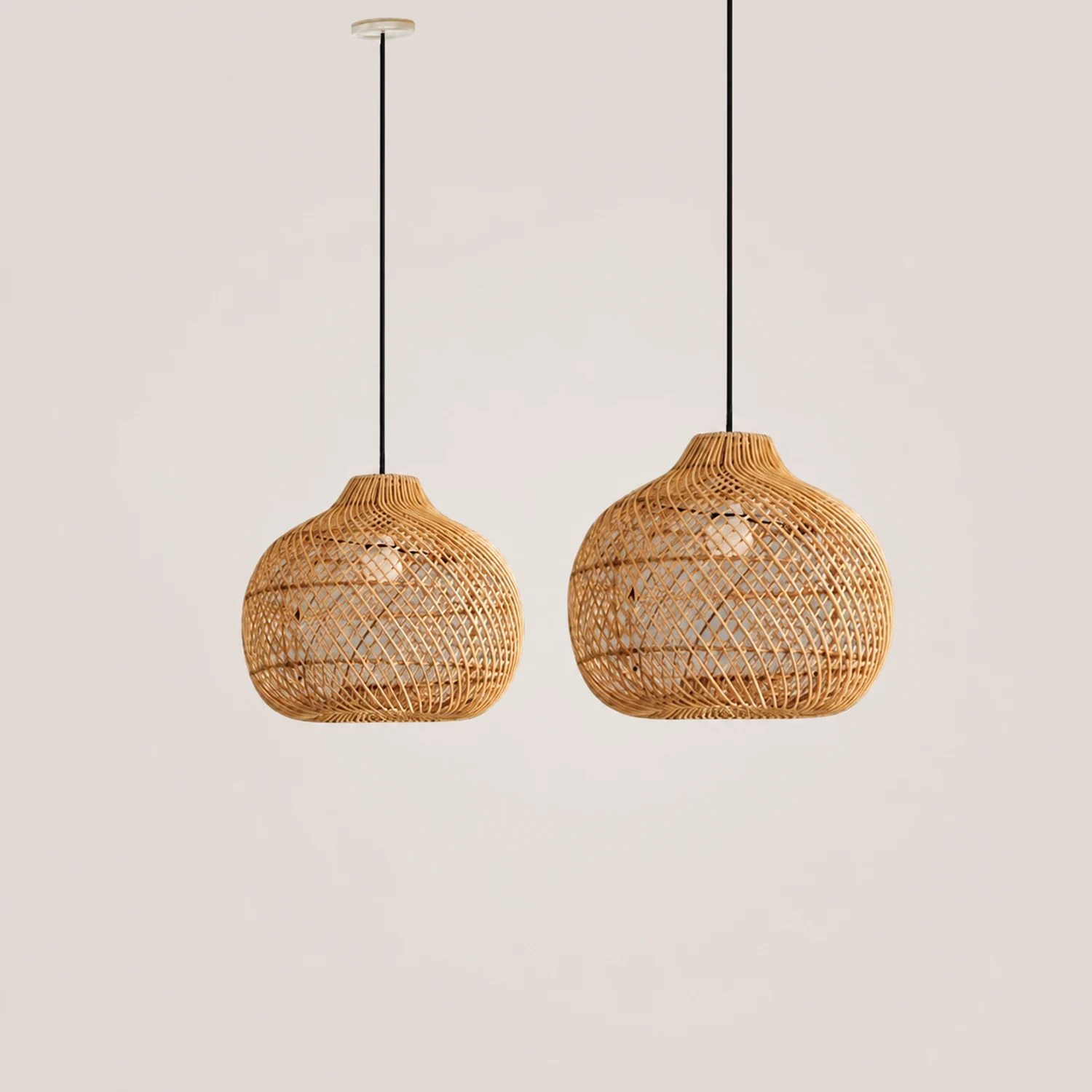 Handmade Wicker Basket Rattan Pendant Light - Lumpaz