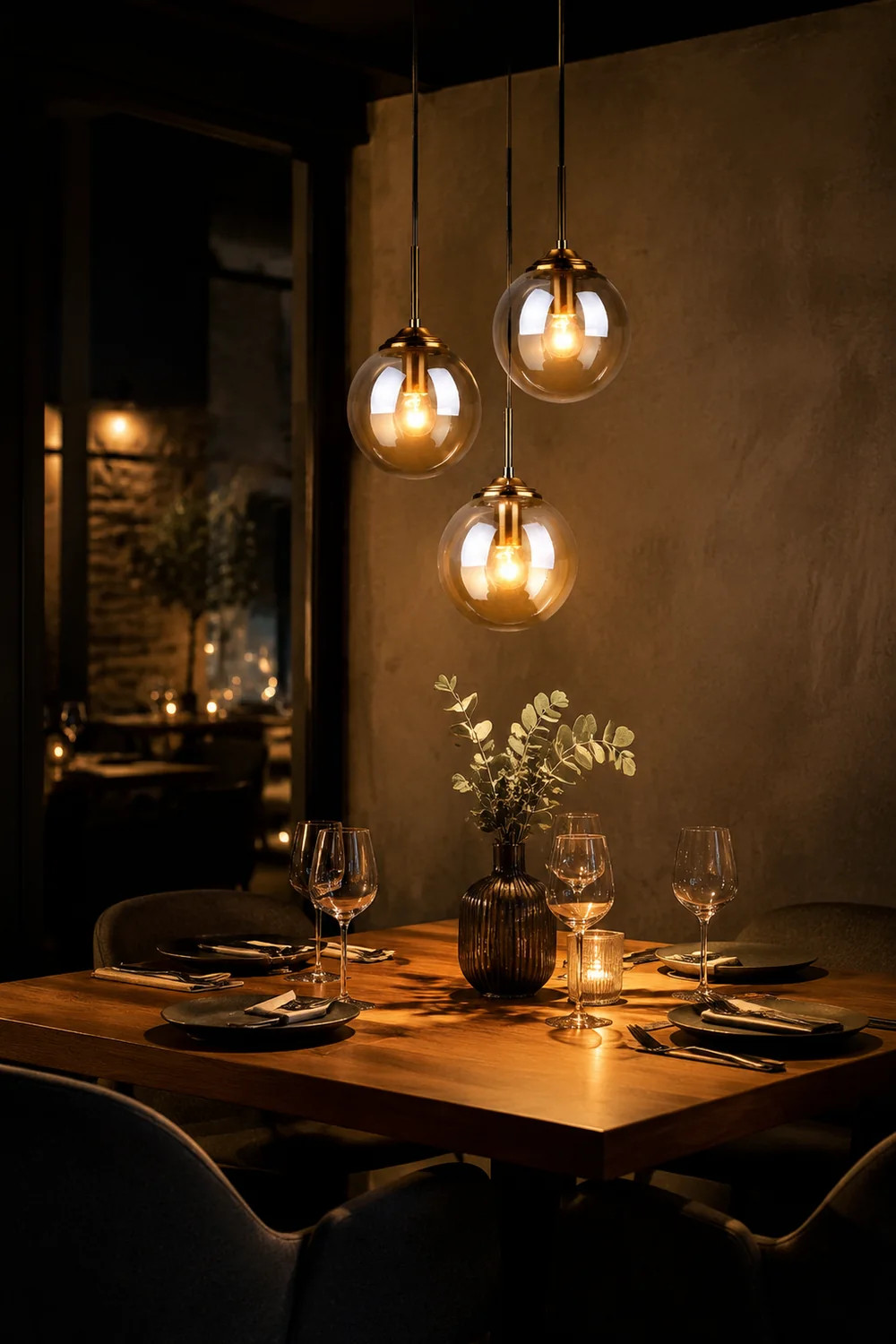 Valentina Modern LED Pendelleuchte Glaskugel, 3 Farben, Esstisch, Metall Glas - Lumpaz