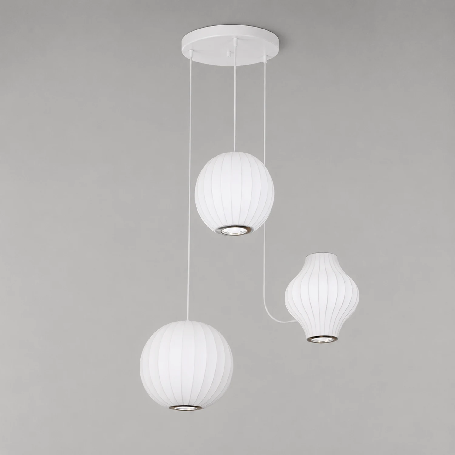 Nordic White Lantern Saucer Pendant Light For Living Room - Lumpaz