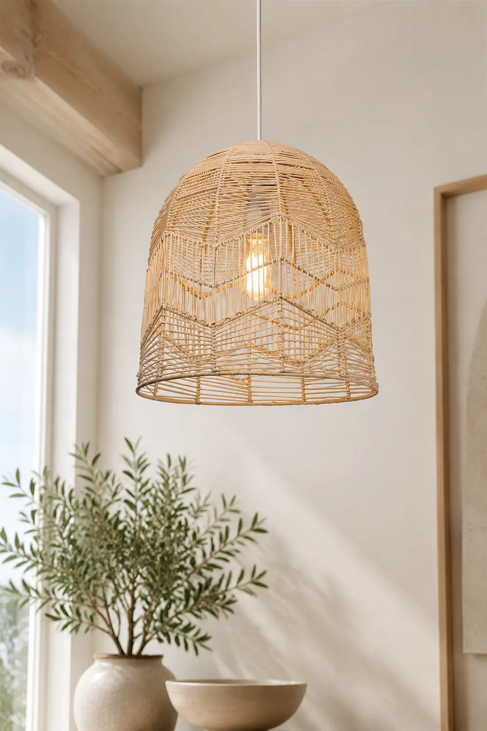 Vintage Handmade Basket Rattan Round Shades Pendant Light - Lumpaz