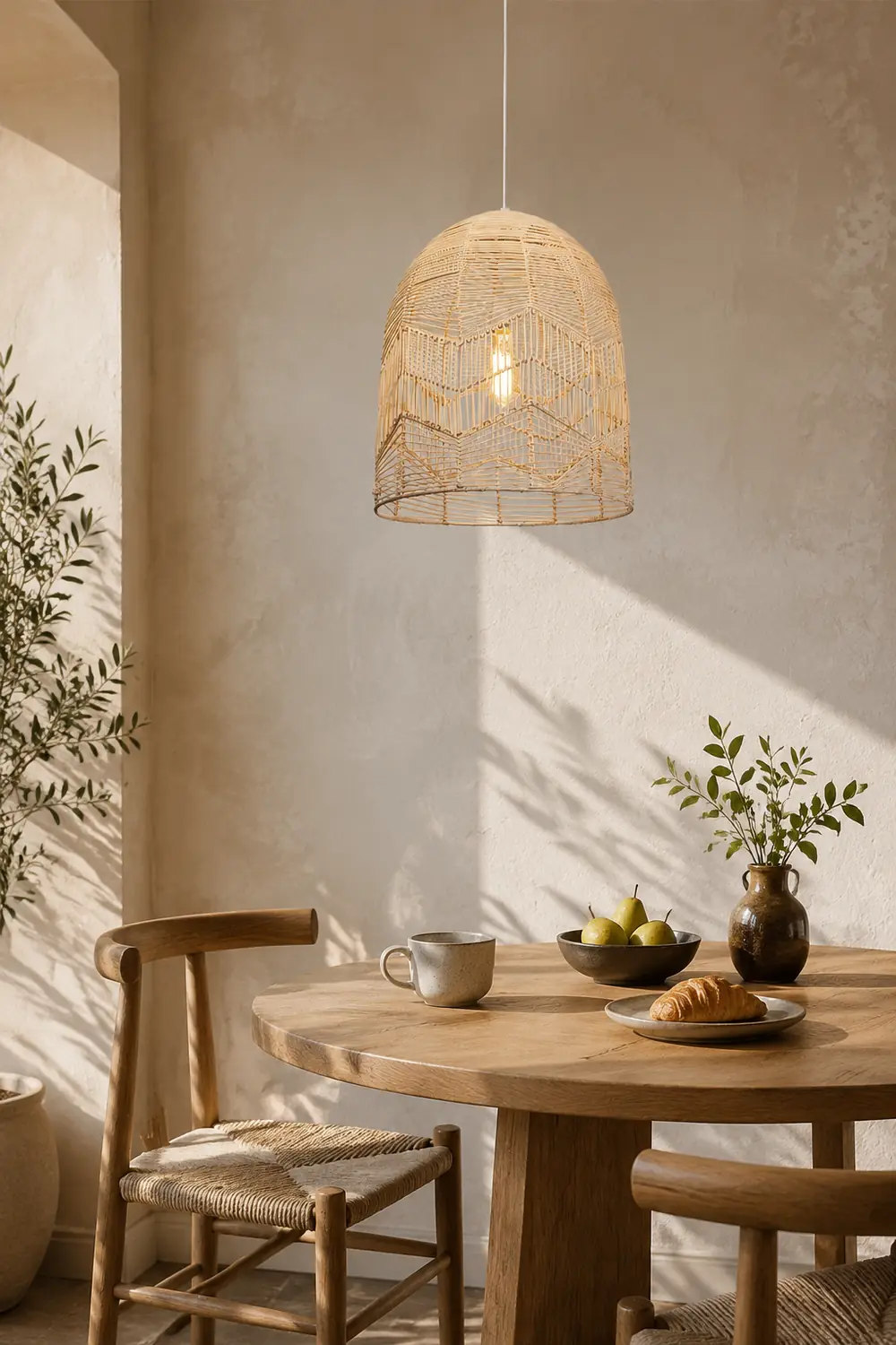 Vintage Handmade Basket Rattan Round Shades Pendant Light - Lumpaz