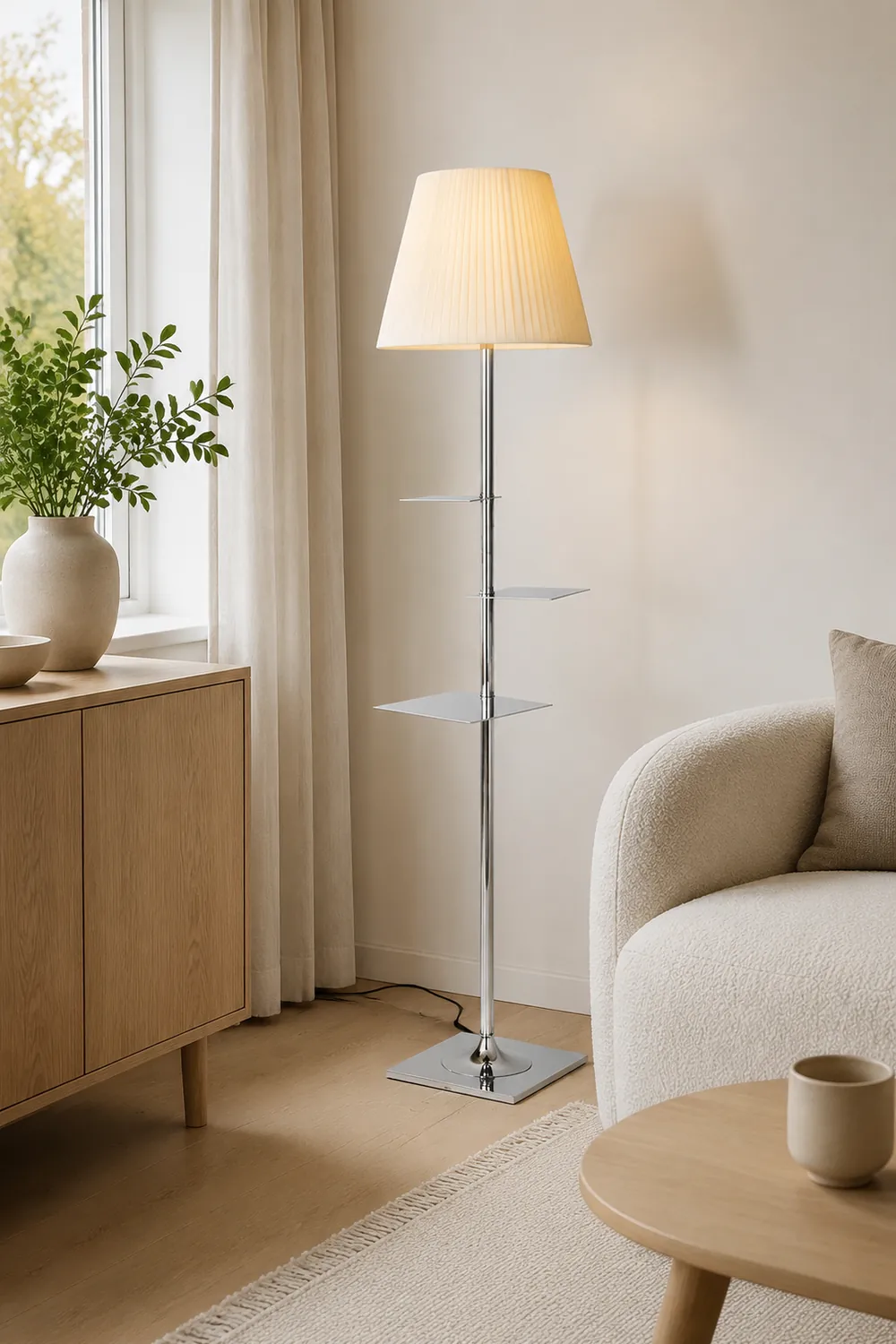 Chrome Prism Side Table Floor Lamp - Lumpaz