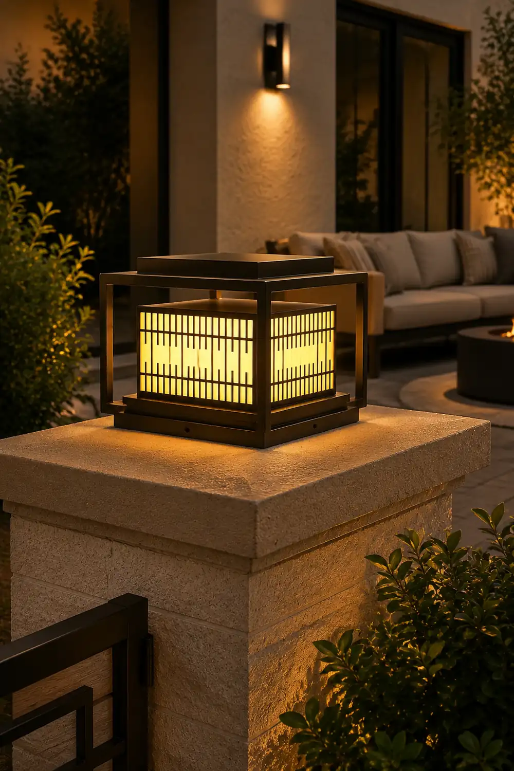 Window Grille Outdoor Post Light - Lumpaz