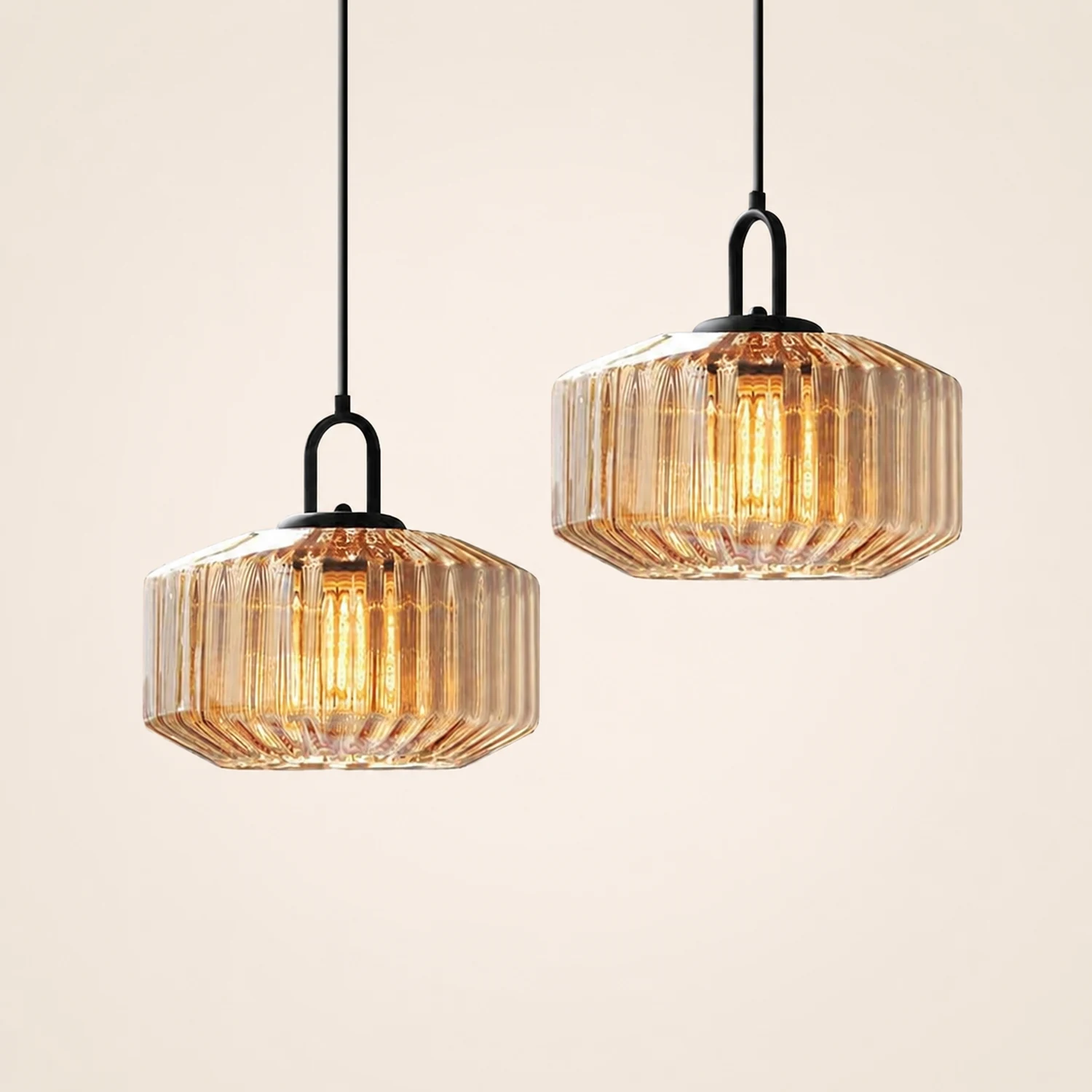 Mid Century Striped Glass Pendant Light - Lumpaz