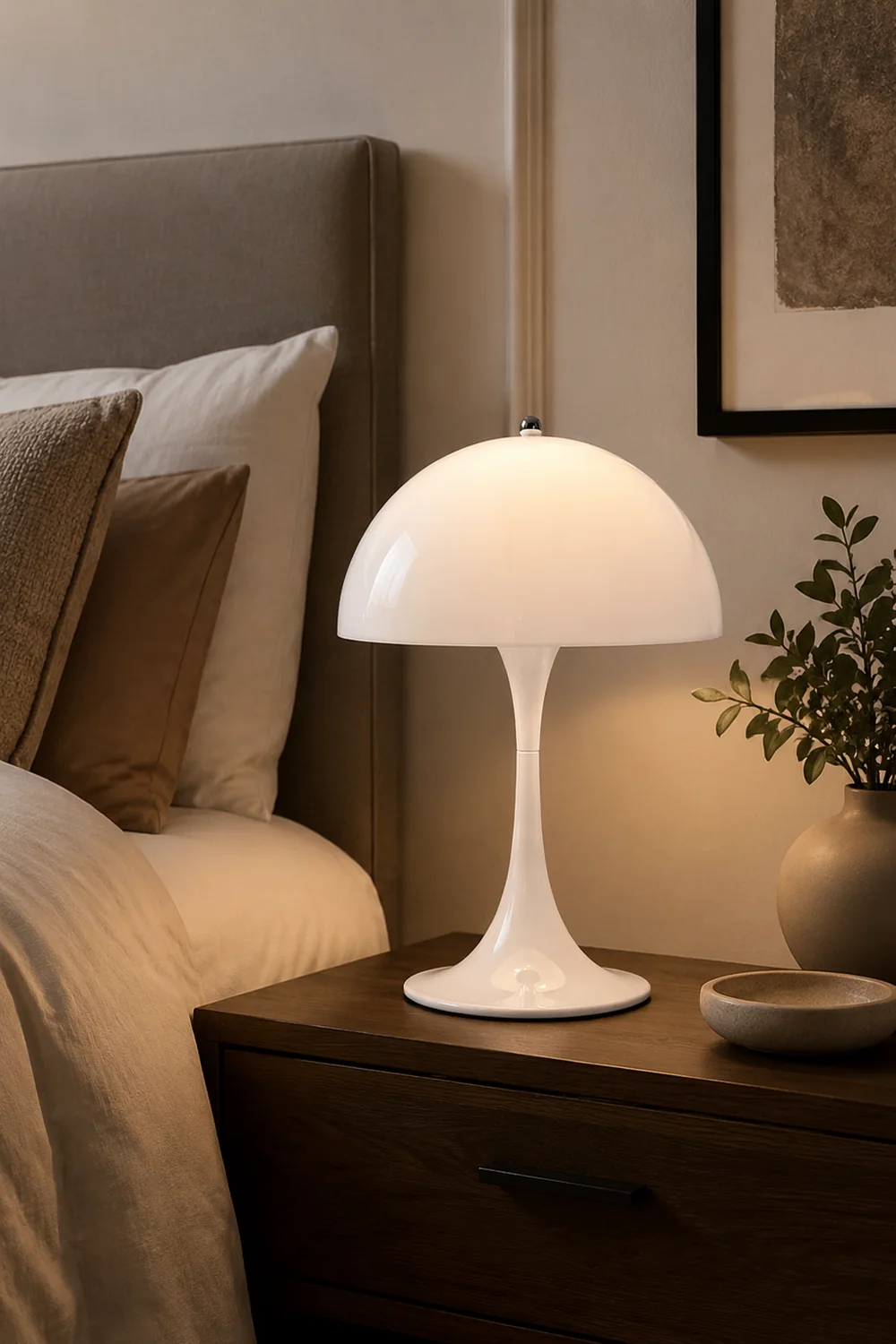 Salgado Minimalistische Tischlampe Metall, Weiß, Schlafzimmer/Wohnzimmer - Lumpaz