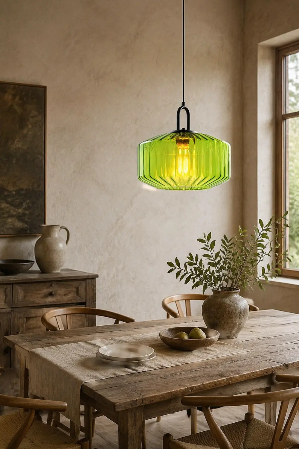 Mid Century Striped Glass Pendant Light - Lumpaz