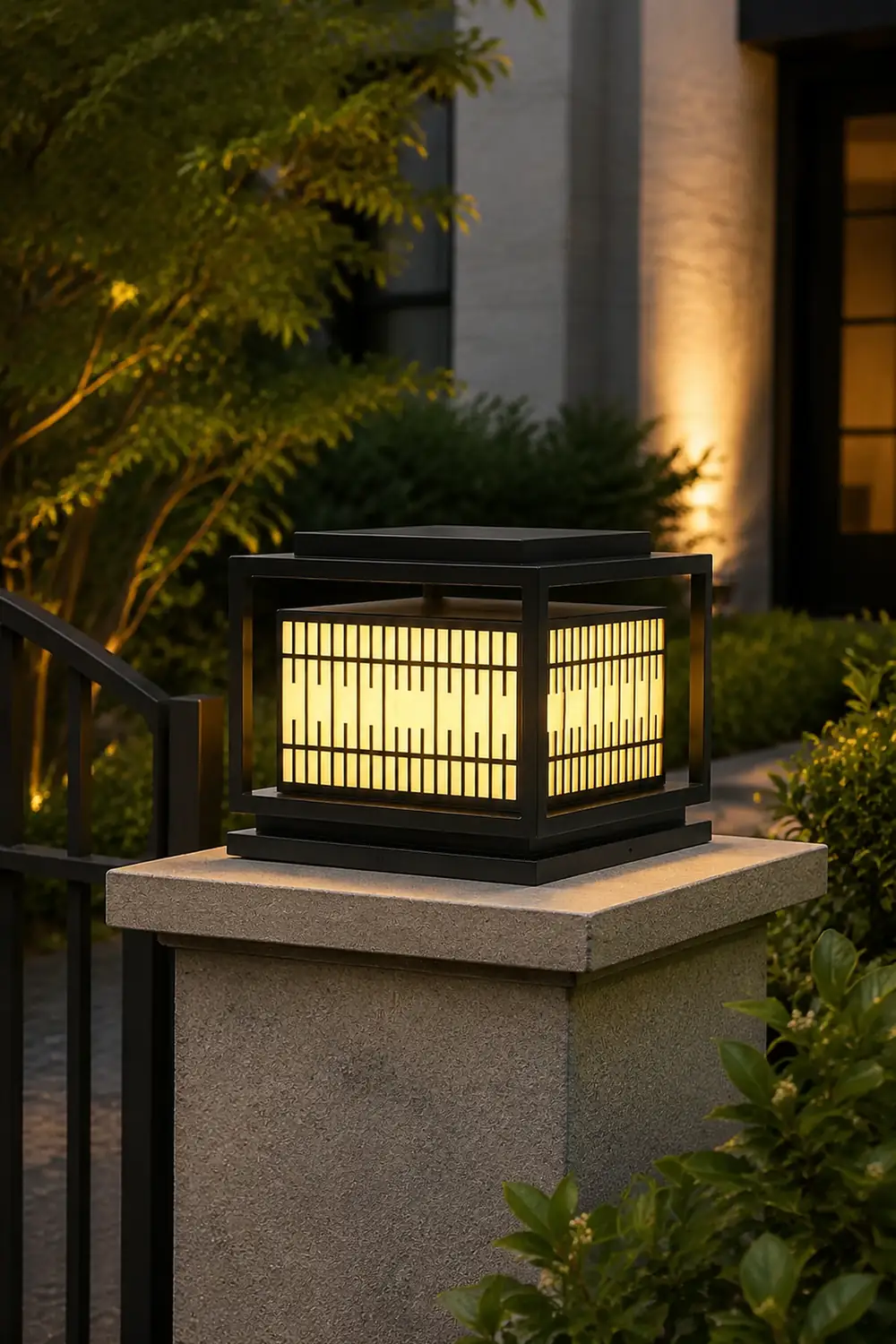 Window Grille Outdoor Post Light - Lumpaz