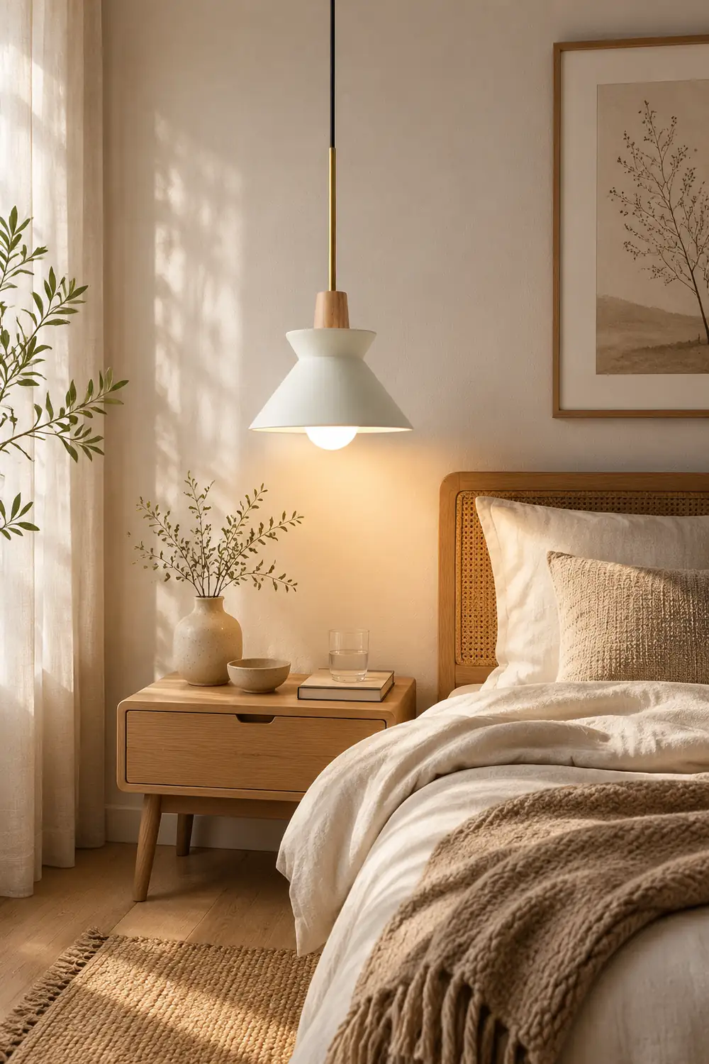 Modern White Concrete Cone Pendant Light - Lumpaz