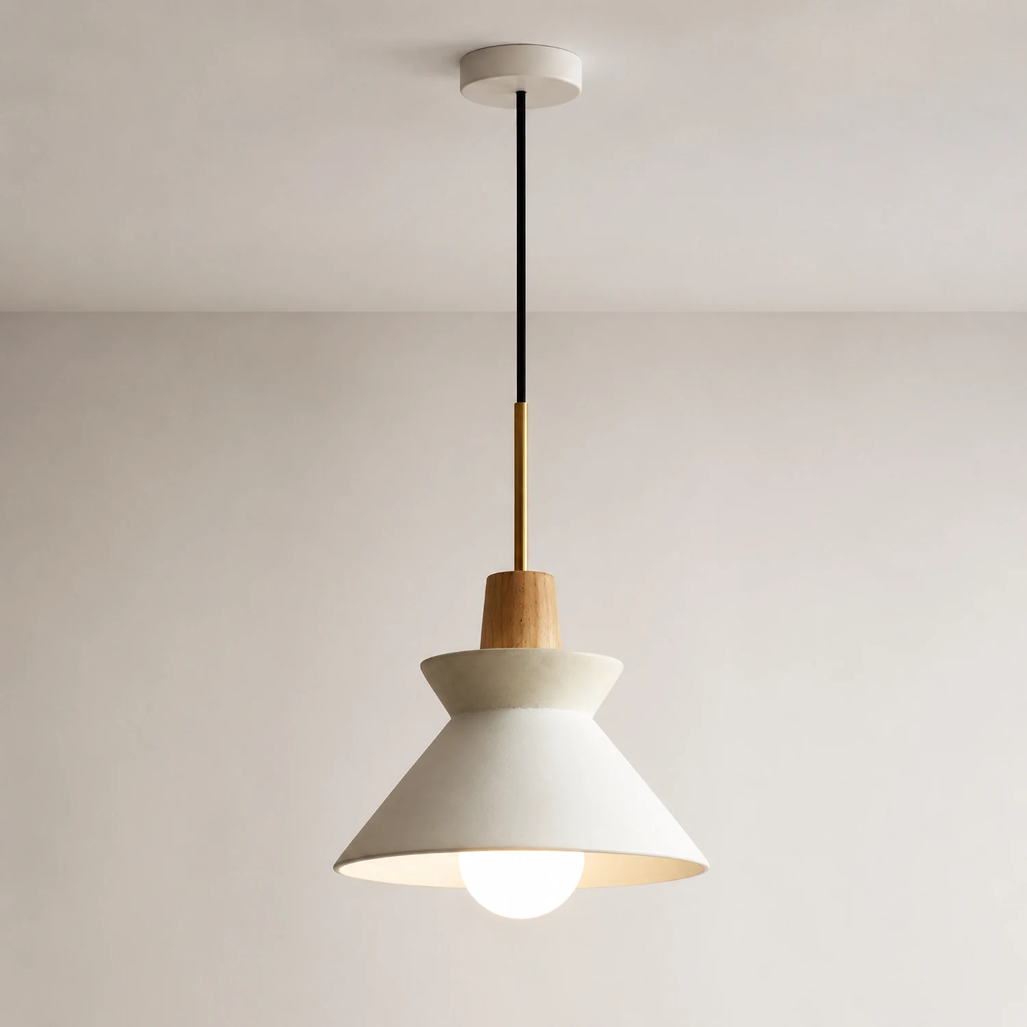 Modern White Concrete Cone Pendant Light - Lumpaz