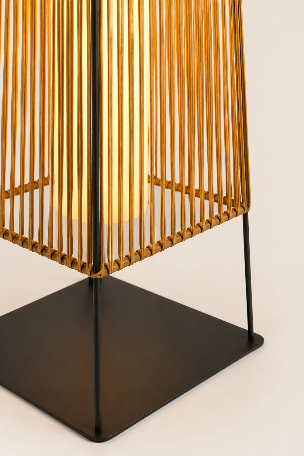 Plastic Rattan Outdoor Post Light with Solar Panel - Lumpaz
