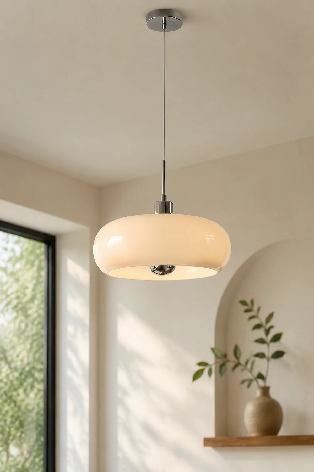 Vintage Bauhaus Round Glass Pendant Light - Lumpaz