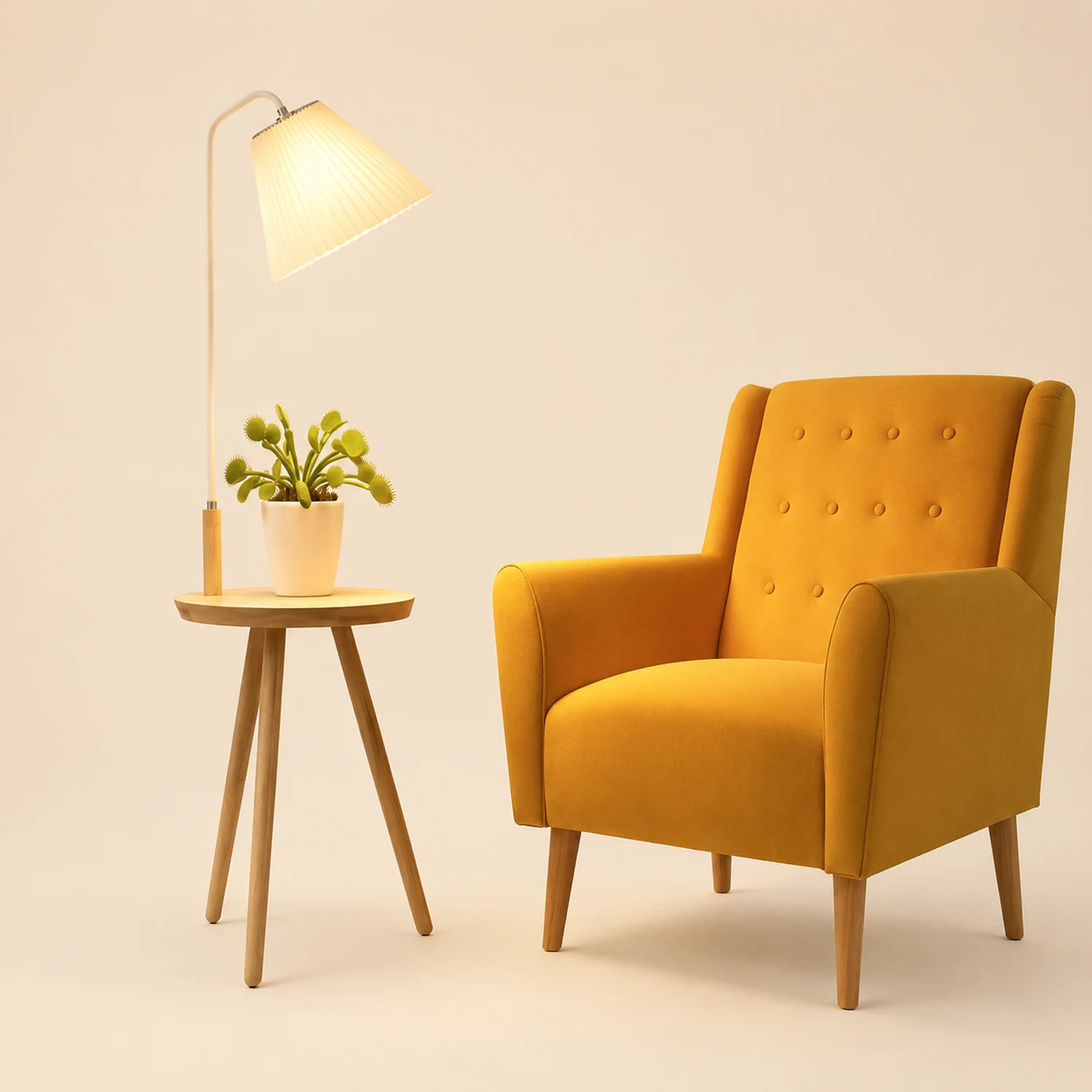 Nordlux Holz Tea Table Textil Stehleuchte, Weiß/Schwarz/Walnuss - Lumpaz