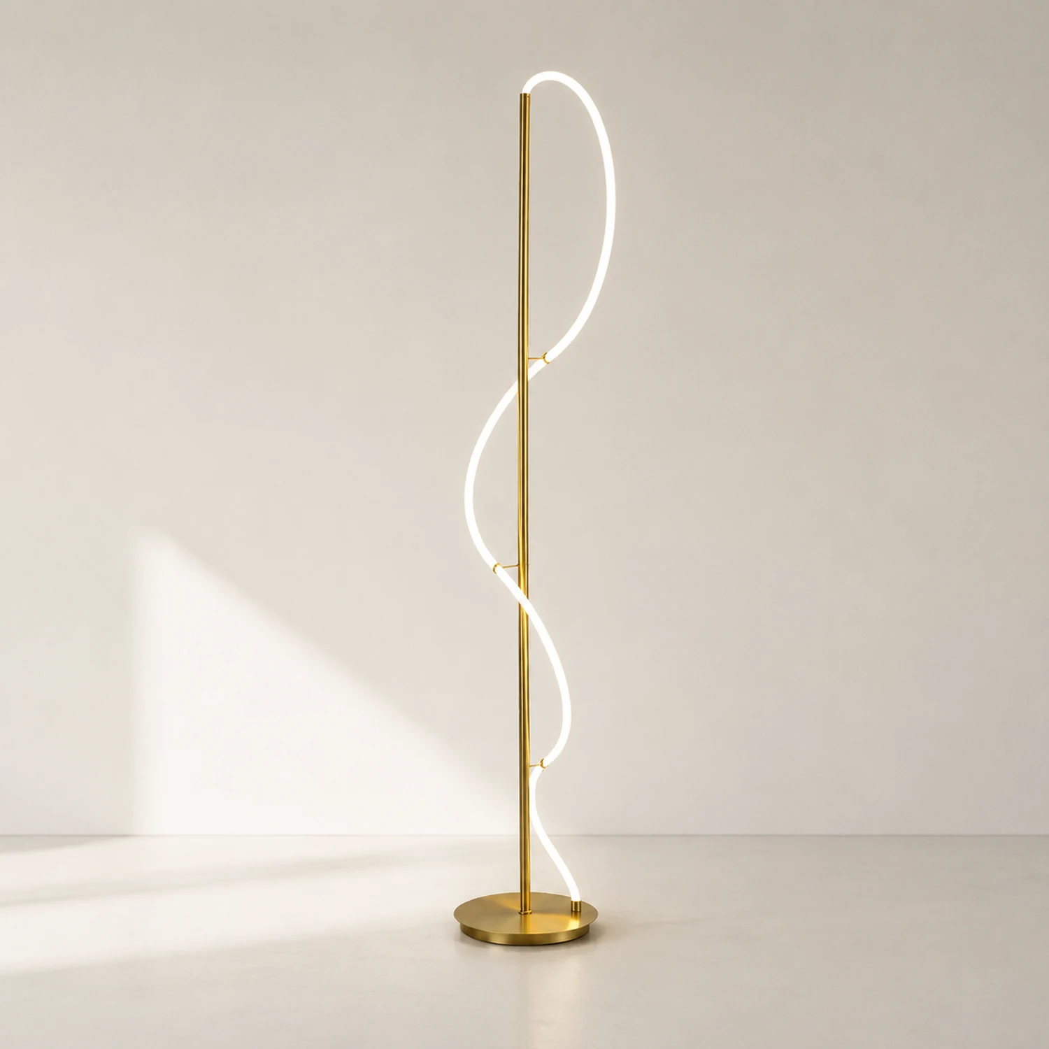 Design LED Stehlampe&Tischlampe Weiß&Gold Schlaf/Wohnzimmer Messing - Lumpaz