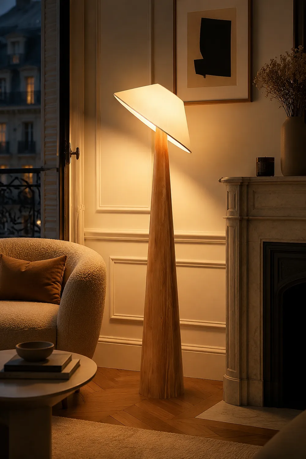 Tilt Hat Wooden Floor Lamp - Lumpaz