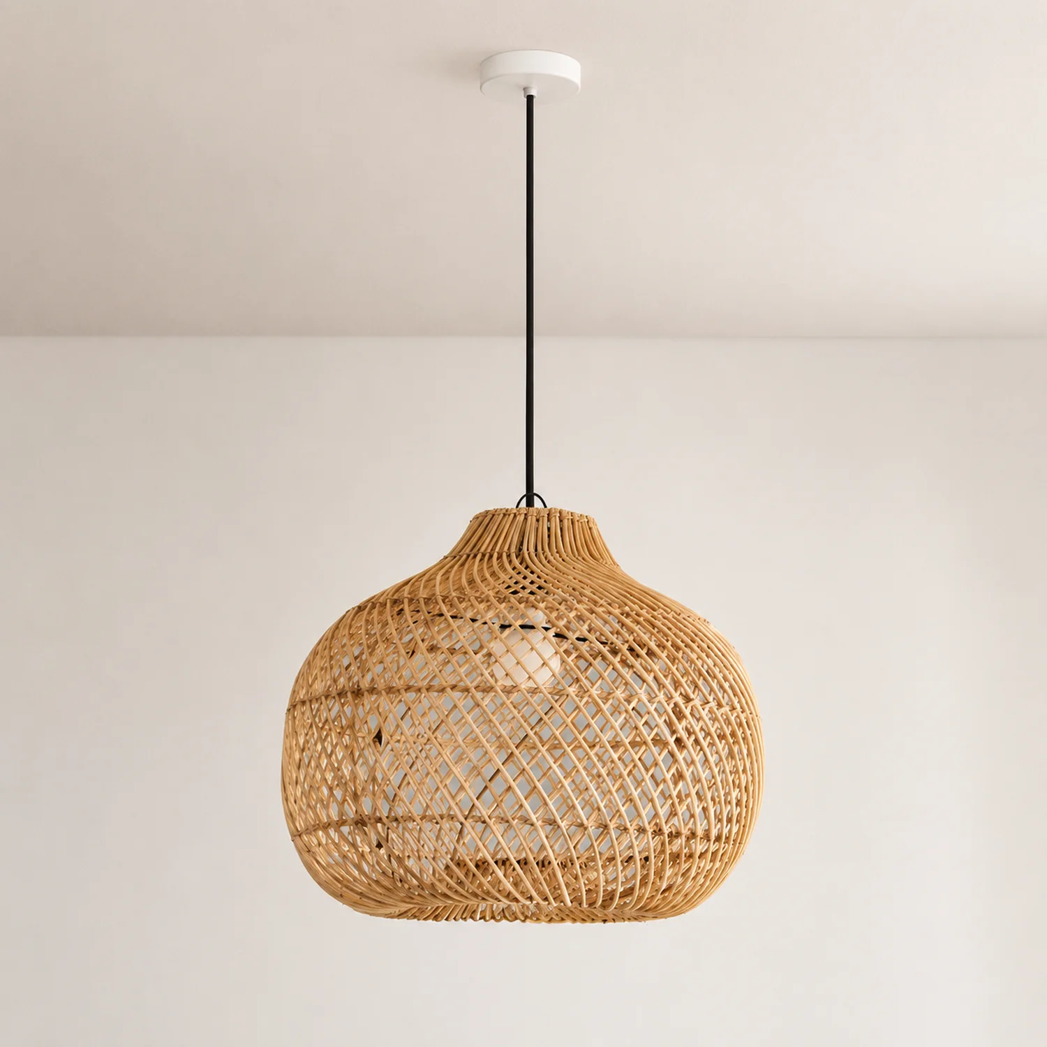 Handmade Wicker Basket Rattan Pendant Light - Lumpaz