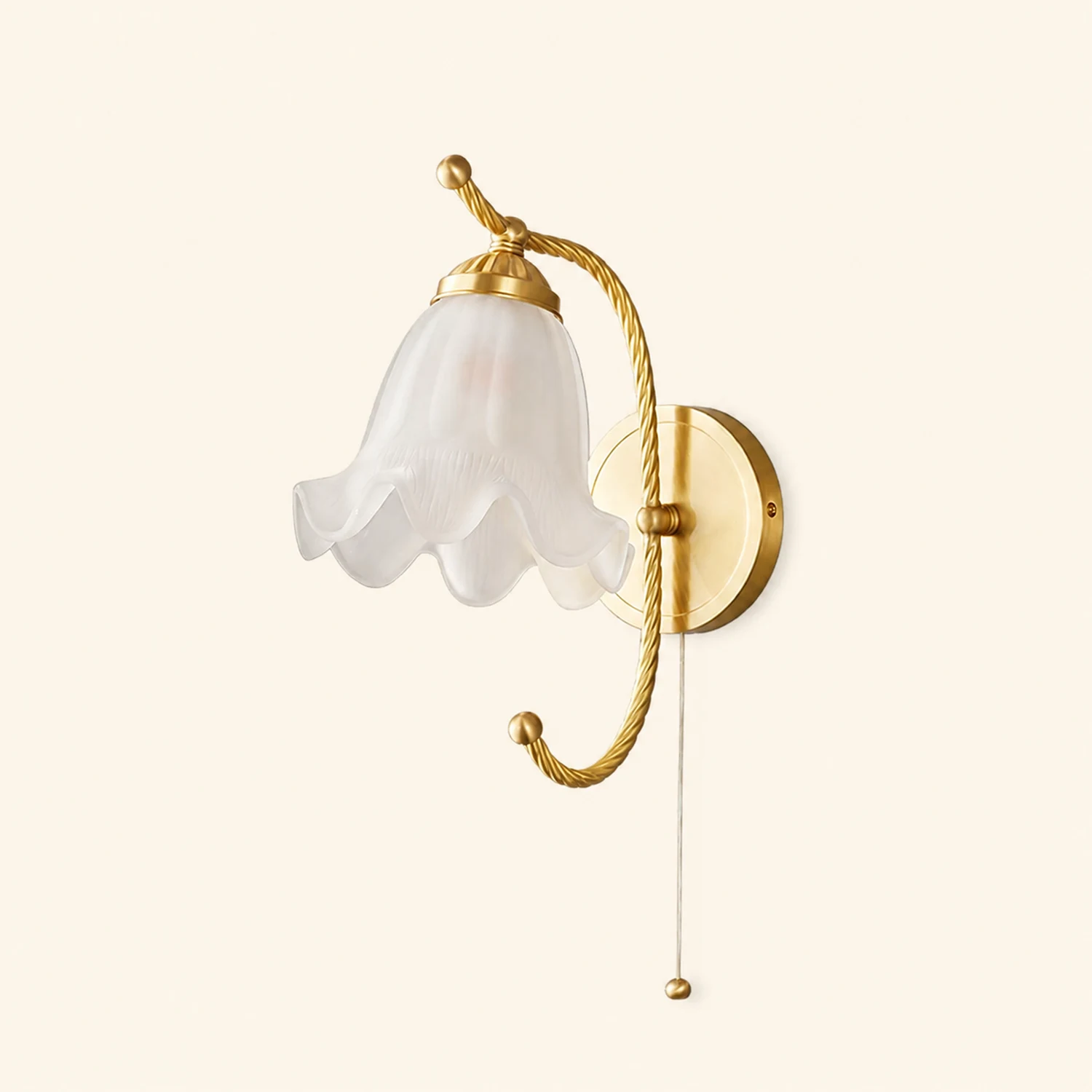 Curved Gooseneck Brass Glass Sconce - Lumpaz