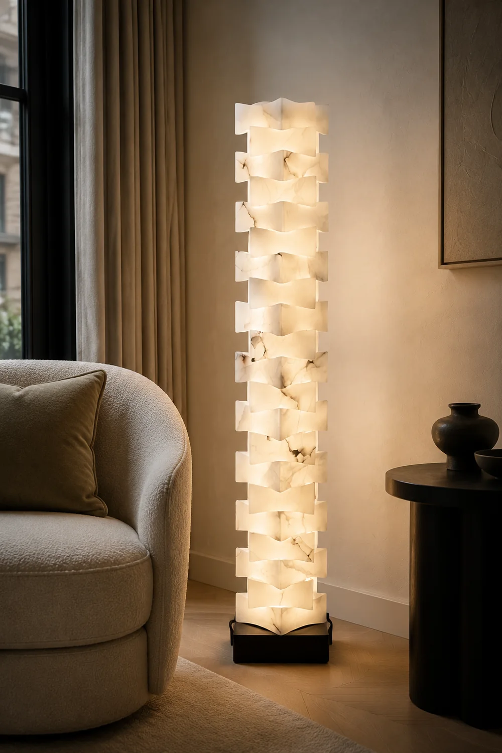 Stacked Alabaster Squares Floor Lamp - Lumpaz
