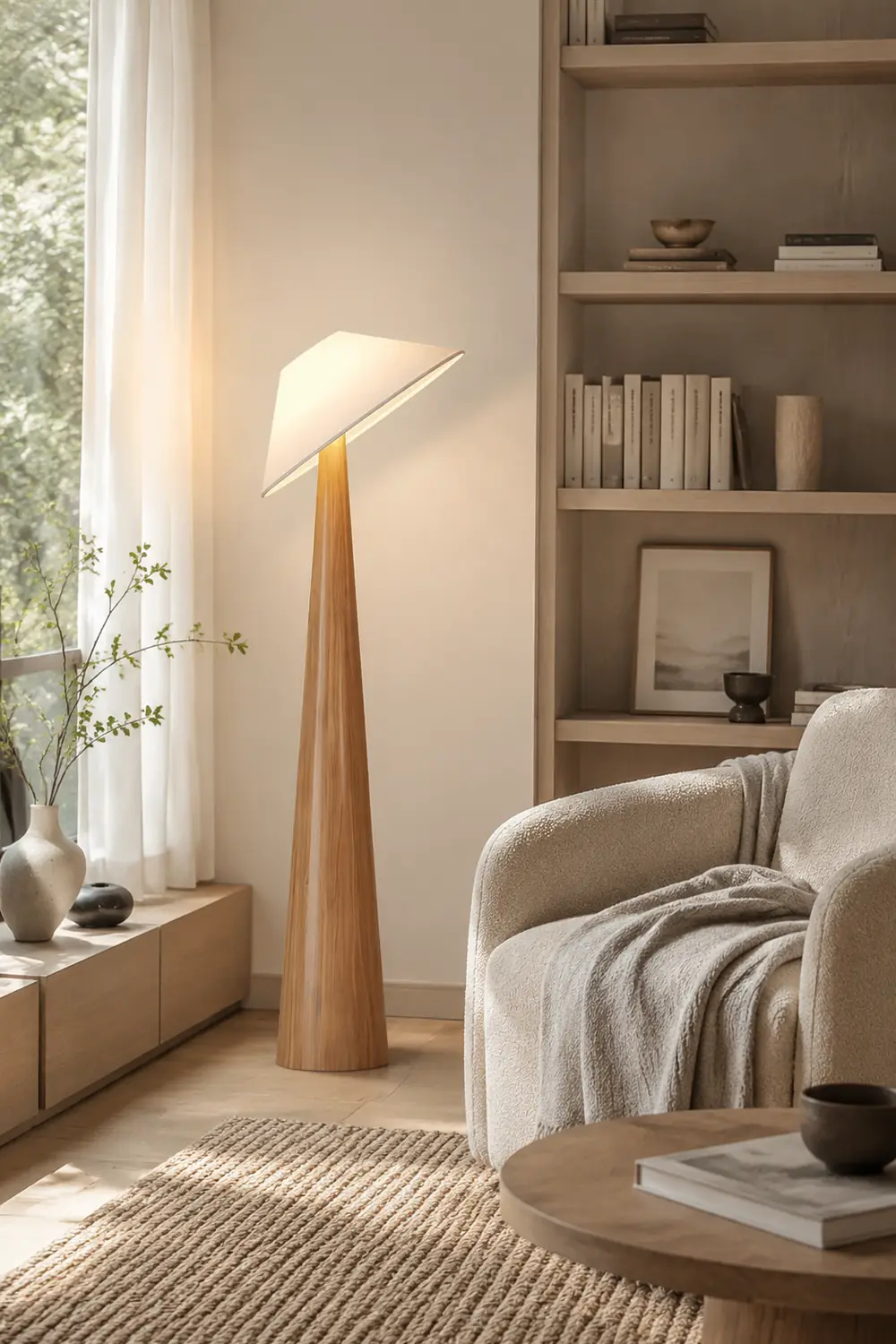 Tilt Hat Wooden Floor Lamp - Lumpaz
