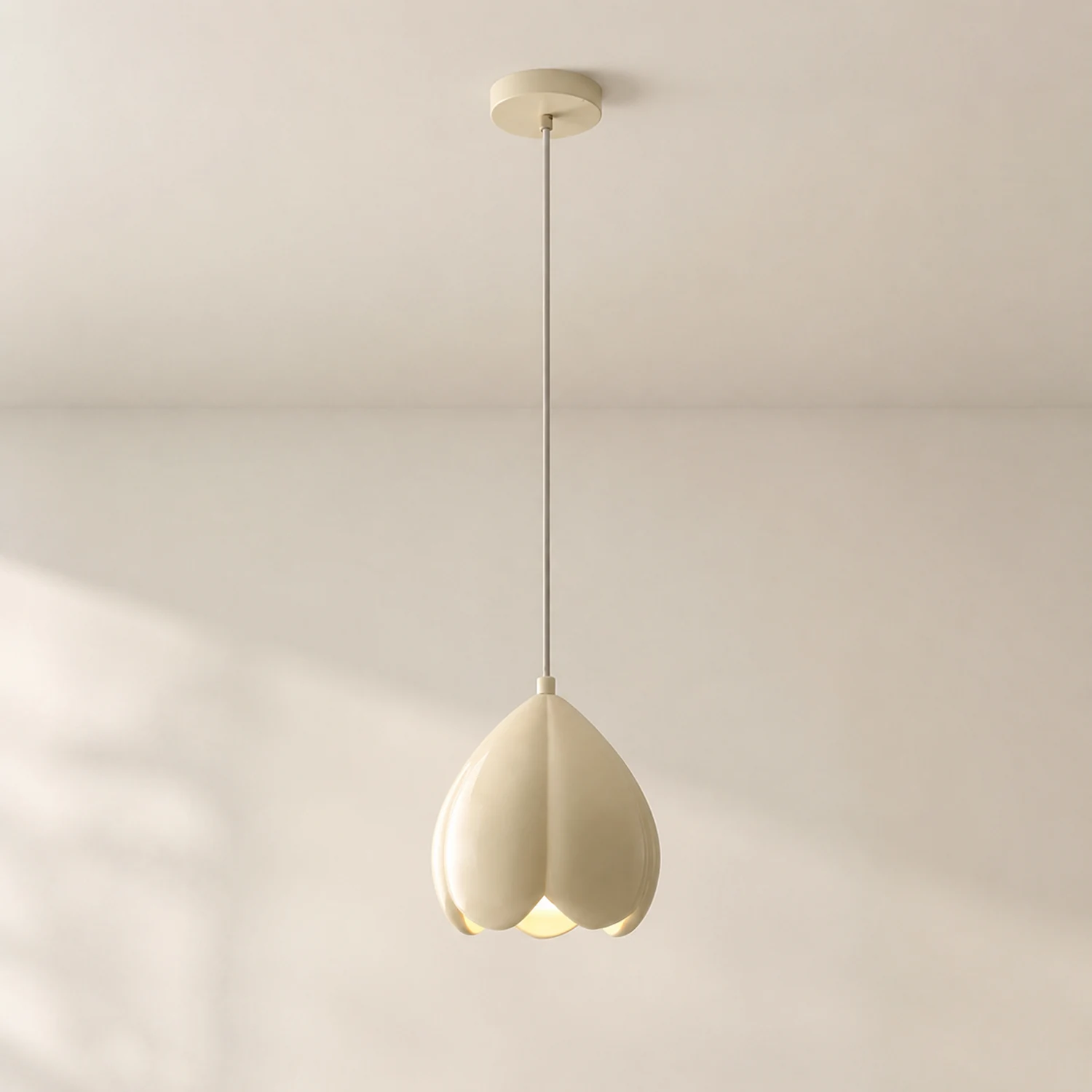 French Style Creamy Hanging Lamp Rustic Nature-Inspired Design Pendant Light - Lumpaz
