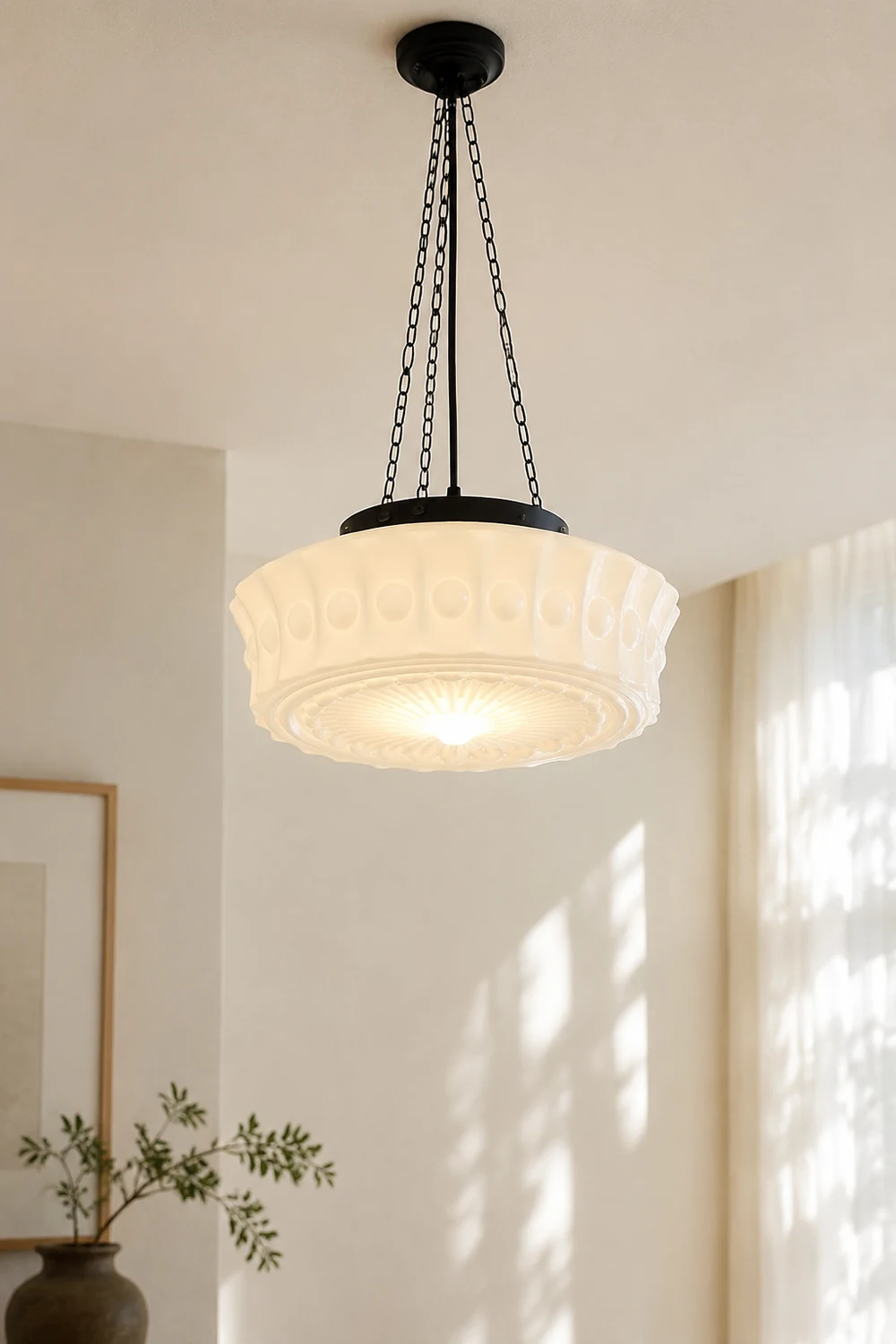 White Vintage Round Pendant Light - Lumpaz