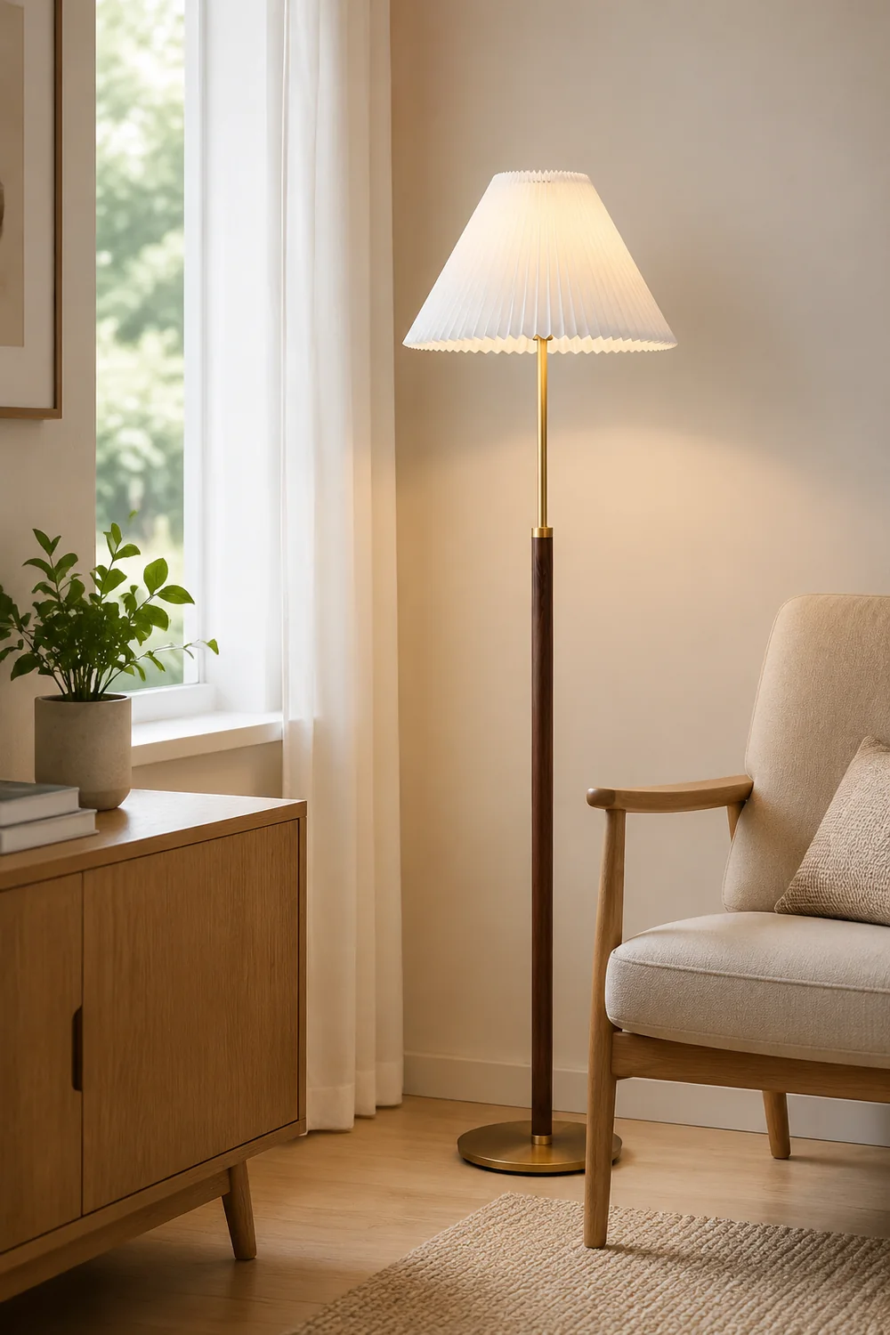 Sumait Modern LED Stehlampe Weiß Ess/Wohnzimmer Stoff&Metal - Lumpaz