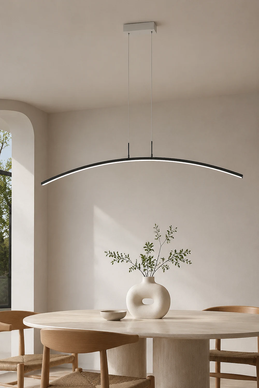 Edge Modern Minimalist Linear LED Pendelleuchte Schwarz/Weiß Esszimmer Metall Dimmbar - Lumpaz