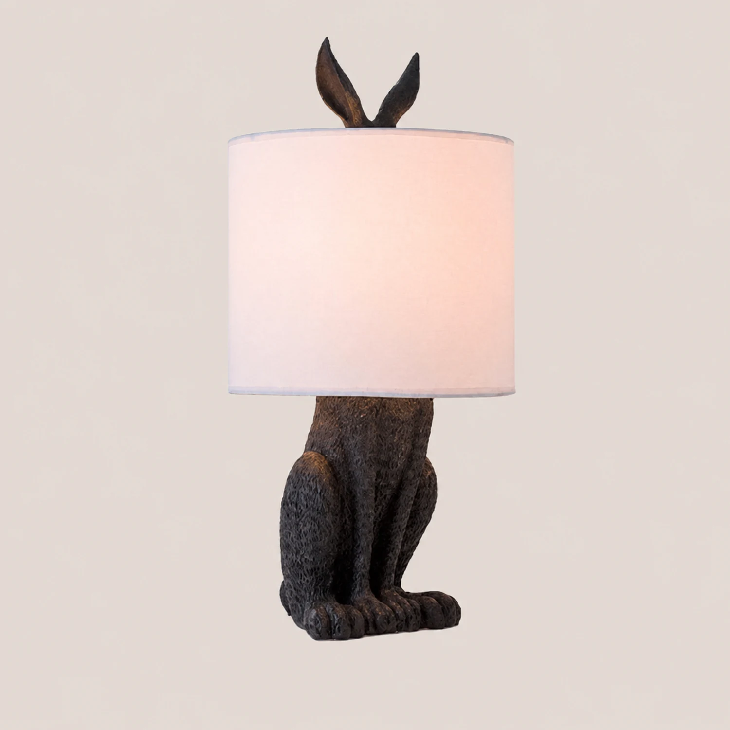 Alice Kaninchen Zylinder Tischlampe Metall, Schwarz/Weiß/Gold - Lumpaz