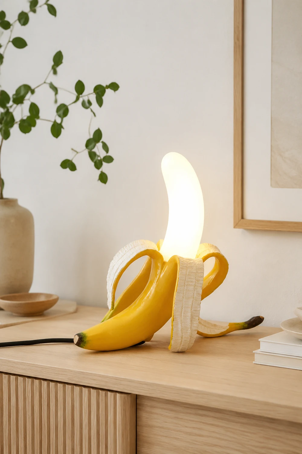 Celesta Creative Banana Resin/Glass Table Lamp, Yellow/Gold - Lumpaz
