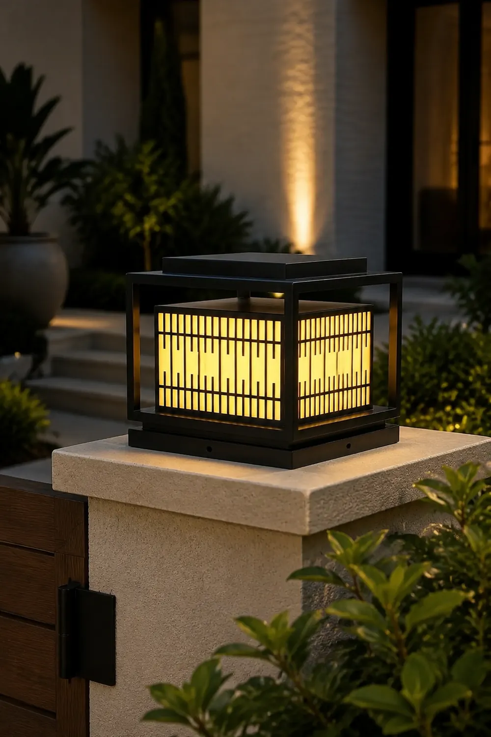 Window Grille Outdoor Post Light - Lumpaz