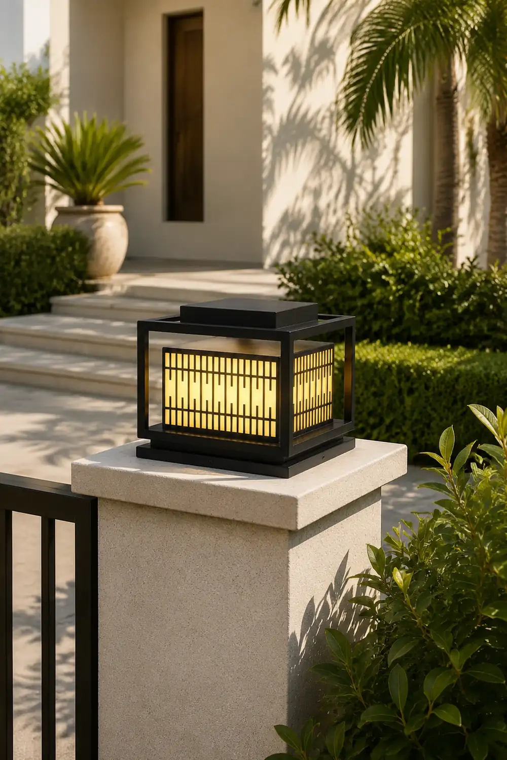 Window Grille Outdoor Post Light - Lumpaz