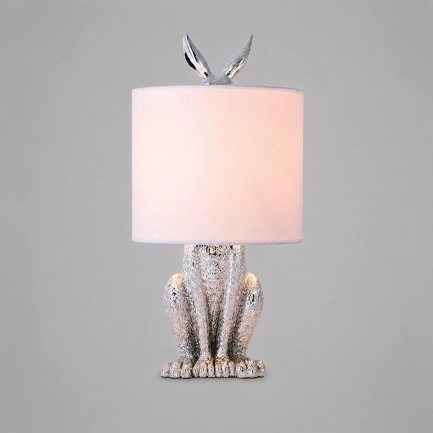 Alice Kaninchen Zylinder Tischlampe Metall, Schwarz/Weiß/Gold - Lumpaz