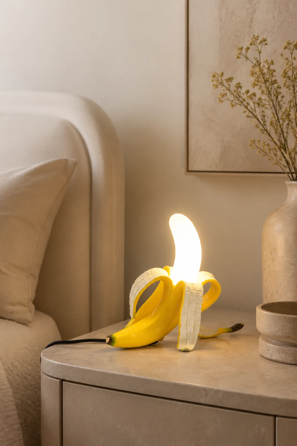Celesta Creative Banana Resin/Glass Table Lamp, Yellow/Gold - Lumpaz