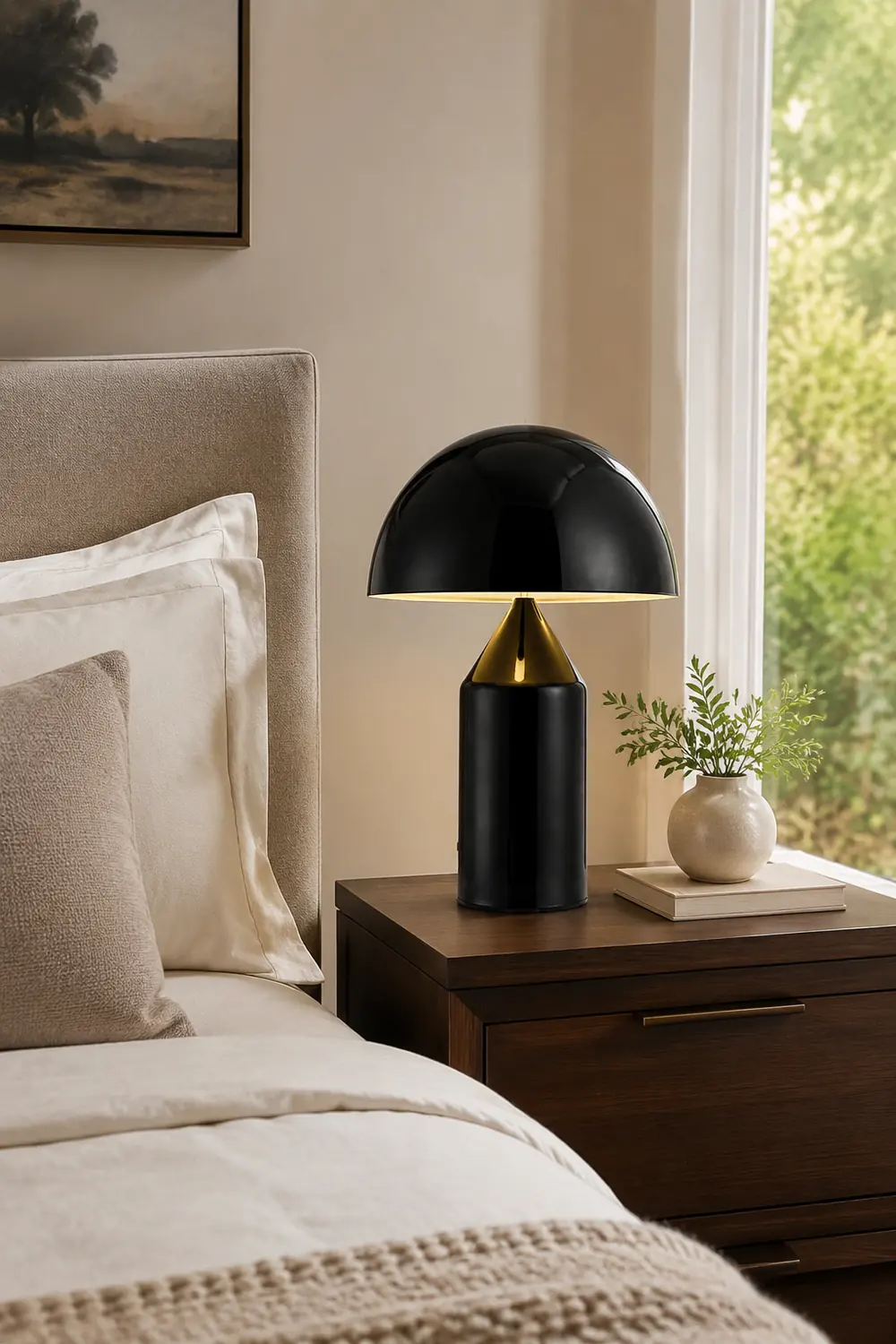 Salgado Tischleuchte Pilz Modern, Metall, Schwarz/Weiß/Gold, Esszimmer - Lumpaz