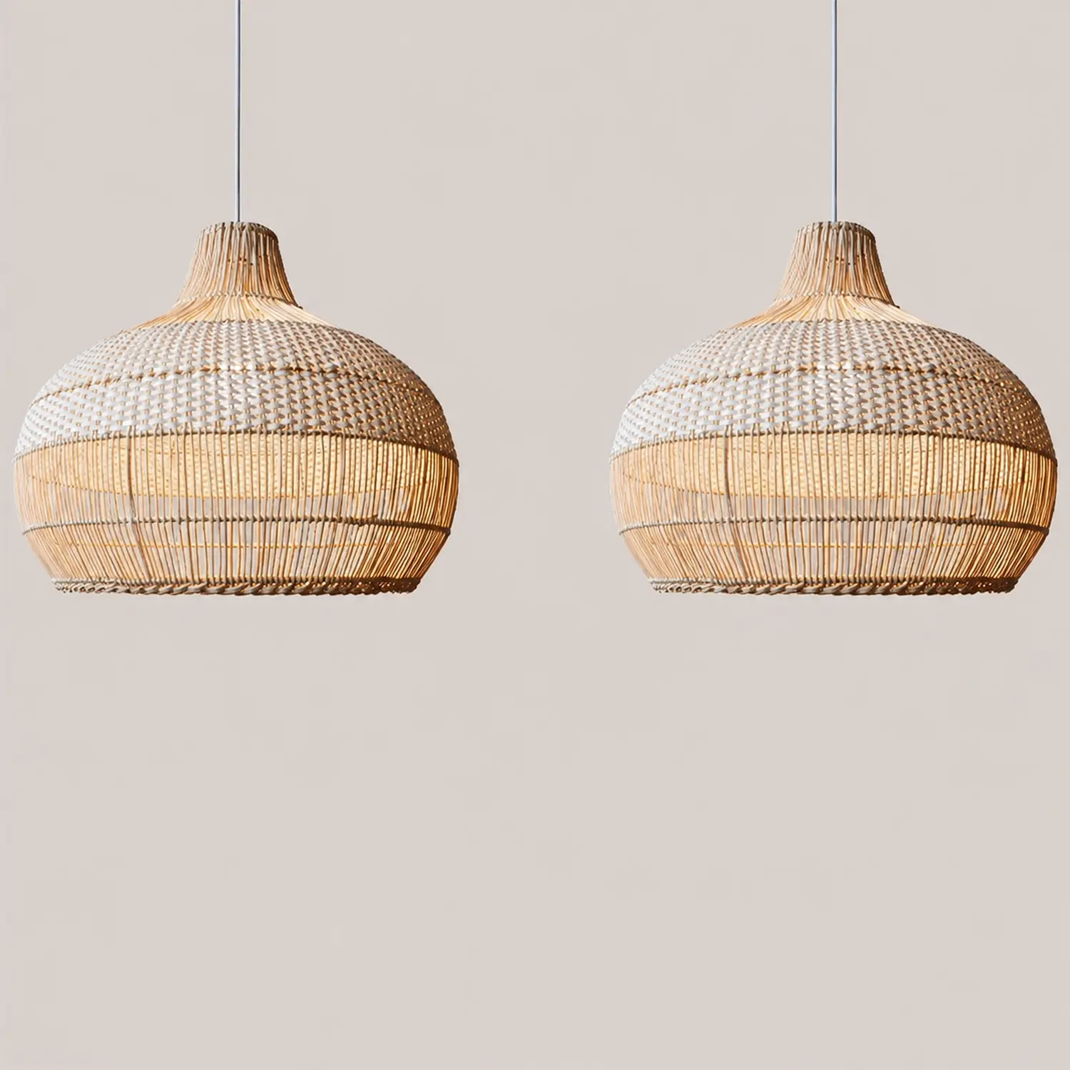 Rattan Kitchen Island Pendant Lighting Wicker Lamp Shade - Lumpaz