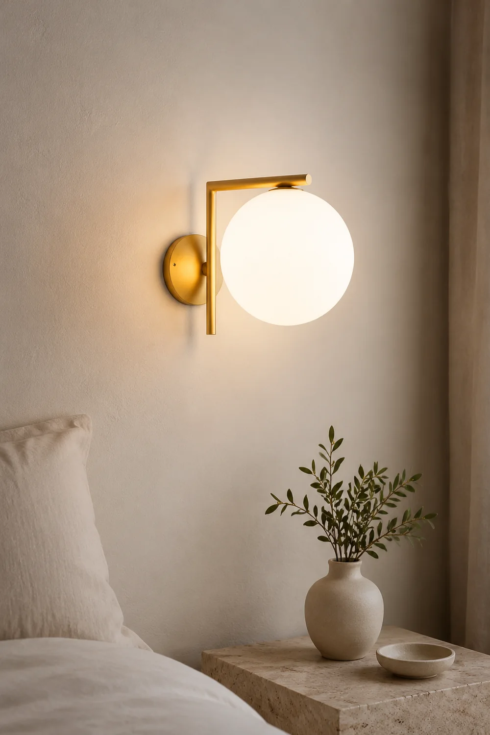 Blown Glass Opal Glass Wall Lamp - Lumpaz