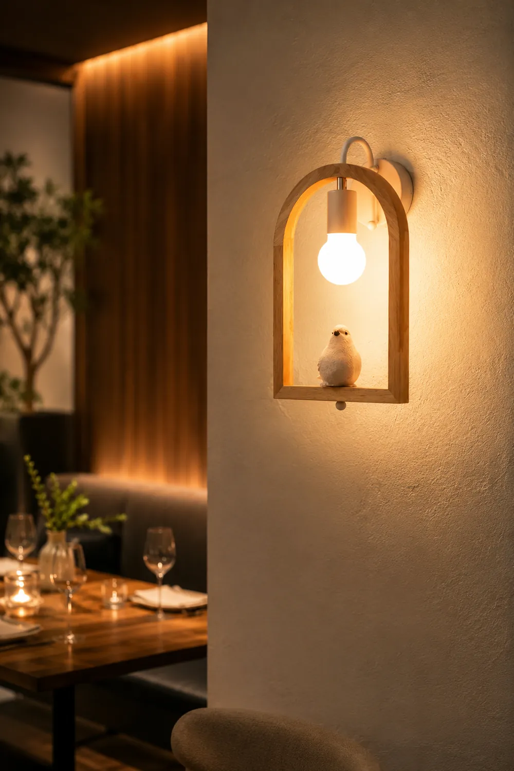 Wood Bird Resin Wall Light - Lumpaz
