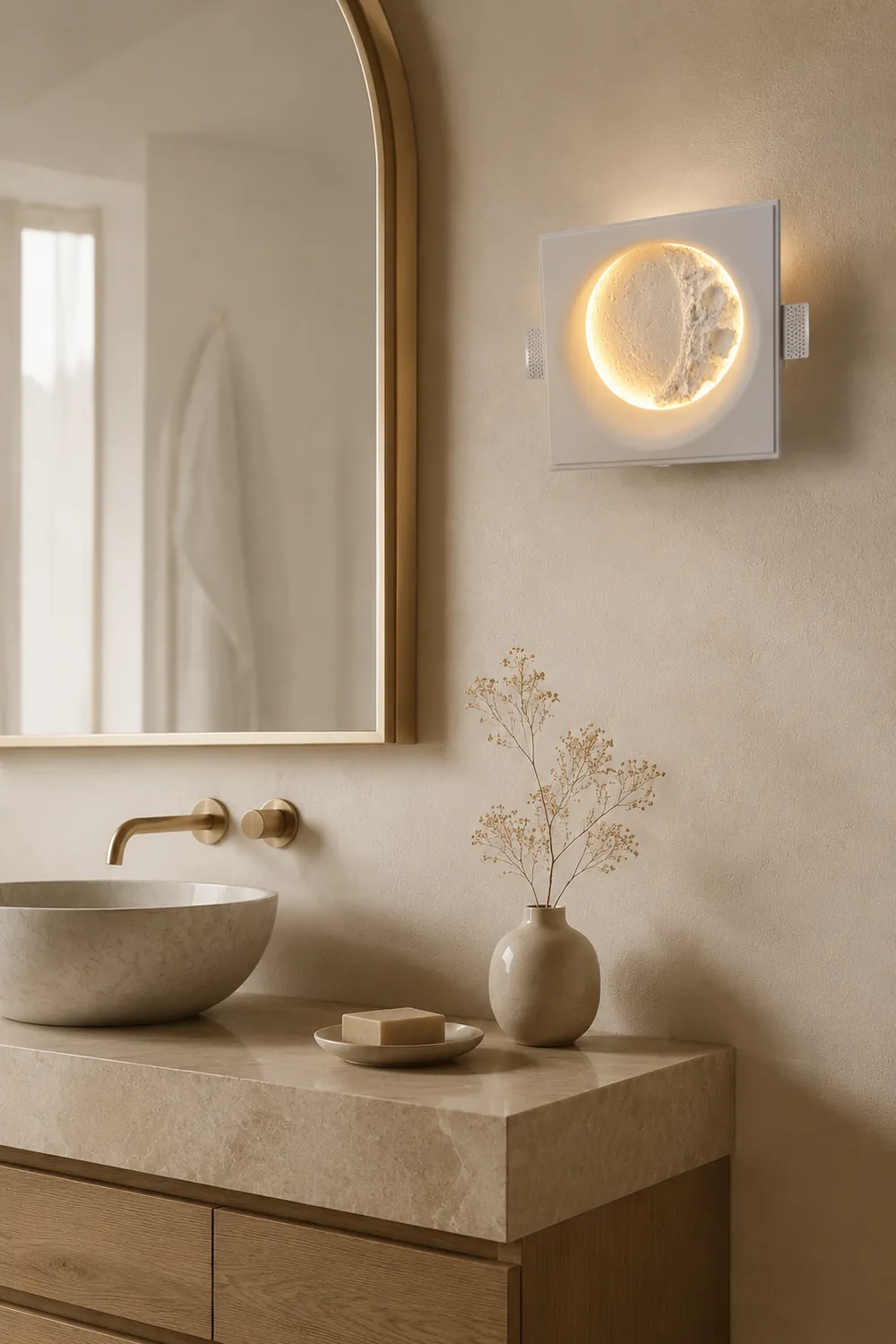 Gypsum Moon Wall Lamp - Lumpaz